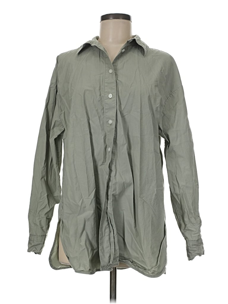 Pre-owned Everlane Long Sleeve Button Down Shirt In Gray