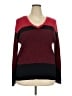Karen Scott 100% Cotton Color Block Red Pullover Sweater Size XXL - photo 1