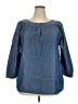 Lands' End 100% Lyocell Blue 3/4 Sleeve Blouse Size 18 - photo 1