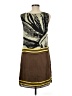 Studio M 100% Polyester Graphic Brown Casual Dress Size M - photo 2