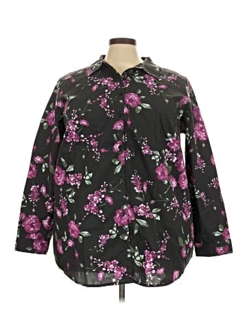 Roaman's 3/4 Sleeve Button-Down Shirt (view 1)