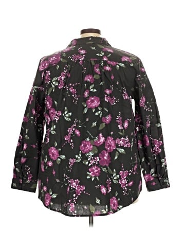 Roaman's 3/4 Sleeve Button-Down Shirt (view 2)