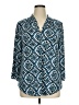 JM Collection Print Blue 3/4 Sleeve Blouse Size XL - photo 1