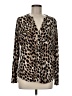 INC International Concepts Animal Print Brown Long Sleeve Blouse Size M - photo 1