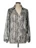 Kori America Chevron-herringbone Silver Long Sleeve Blouse Size L - photo 1
