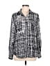 Investments 100% Polyester Houndstooth Silver Long Sleeve Blouse Size M - photo 1