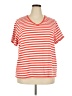 Lands' End 100% Cotton Stripes Orange Red Short Sleeve Top Size 2X - photo 1
