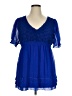 ECI Blue Short Sleeve Blouse Size XL - photo 1