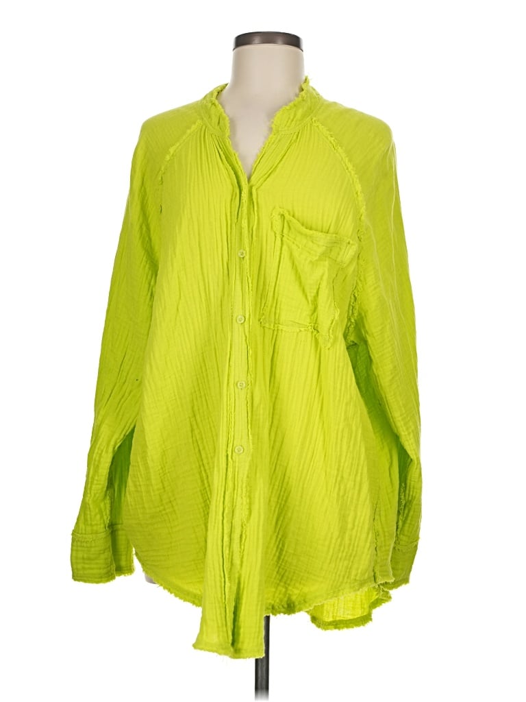 Pre-owned Aerie Long Sleeve Blouse In Green