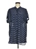 Suzanne Betro Stripes Blue Short Sleeve Button-Down Shirt Size M - photo 1