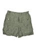 Athleta 100% Linen Chevron-herringbone Green Cargo Shorts Size 8 - photo 1