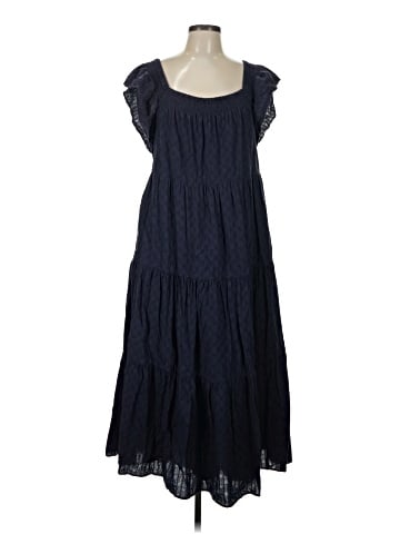 Madewell Ruffle-Sleeve Tiered Midi Dress in Textured Check (view 1)