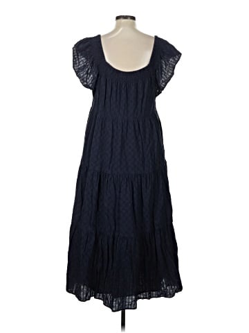 Madewell Ruffle-Sleeve Tiered Midi Dress in Textured Check (view 2)