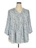 Rose + Olive 100% Polyester Blue 3/4 Sleeve Blouse Size 2X - photo 1