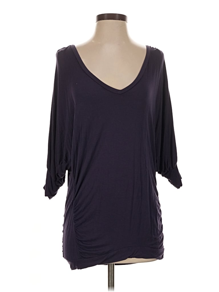 Pre-owned Bebe 3/4 Sleeve Top Purple Scoop Neck Tops