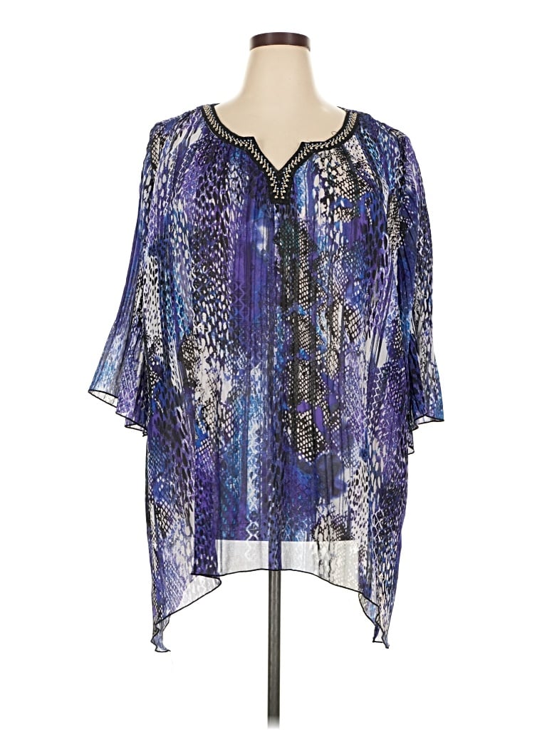 Pre-owned Catherines 3/4 Sleeve T-shirt In Blue