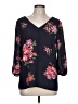Skies Are Blue 100% Polyester Black 3/4 Sleeve Blouse Size L - photo 1