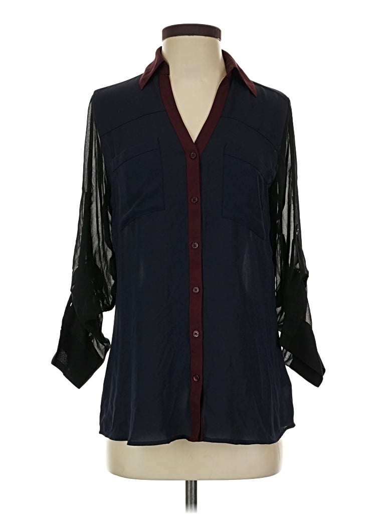 Pre-owned Express 3/4 Sleeve T-shirt In Blue
