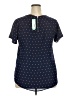 Papermoon 100% Polyester Polka Dots Blue Short Sleeve Blouse Size XXL - photo 2