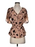 Sienna Sky 100% Polyester Brown Short Sleeve Blouse Size XS - photo 1