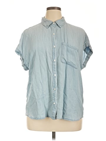 Cosmic Blue Love Short Sleeve Button-Down Shirt (view 1)