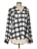 Express 100% Polyester Plaid Silver Long Sleeve Blouse Size L - photo 1