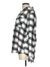 Express 100% Polyester Plaid Silver Long Sleeve Blouse Size L - photo 5