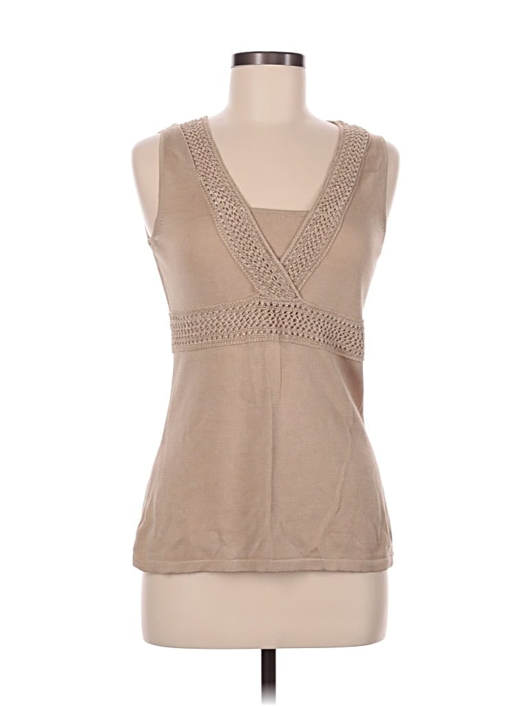 Pre-owned Axcess Tank Top Tan Plunge Neckline Tops