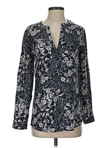 Garnet Hill Long Sleeve Silk Top (view 1)