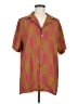OAS 100% Viscose Color Block Orange Short Sleeve Button-Down Shirt Size M - photo 1