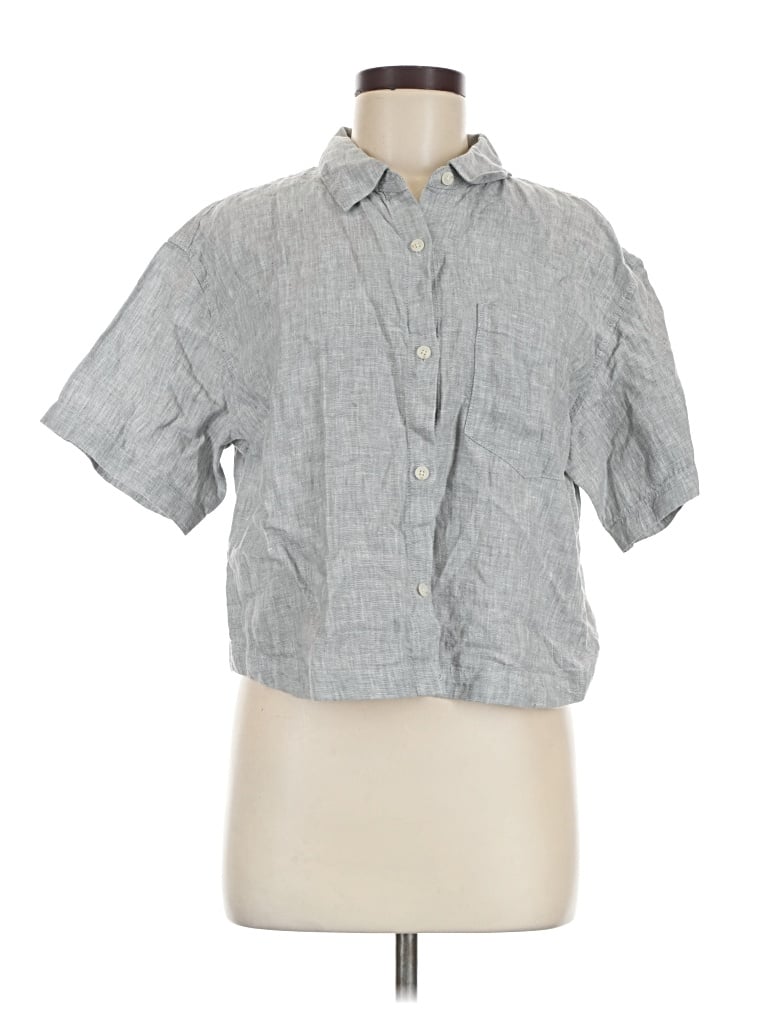 Pre-owned Athleta Short Sleeve Blouse In Gray