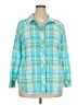 Talbots 100% Cotton Plaid Teal Long Sleeve Button-Down Shirt Size 2X - photo 1