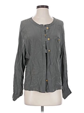 Line & Dot Long Sleeve Silk Top (view 1)