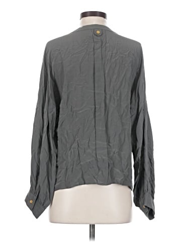 Line & Dot Long Sleeve Silk Top (view 2)