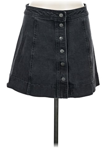 Madewell Metropolis Snap Jean Skirt in Rawley Black (view 1)