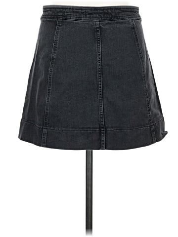 Madewell Metropolis Snap Jean Skirt in Rawley Black (view 2)
