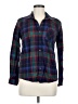 Natural Reflections 100% Cotton Plaid Blue Long Sleeve Button-Down Shirt Size M - photo 1