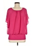 JM Collection 100% Polyester Pink Short Sleeve Blouse Size M - photo 1
