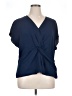Express 100% Polyester Blue Short Sleeve Blouse Size XL - photo 1