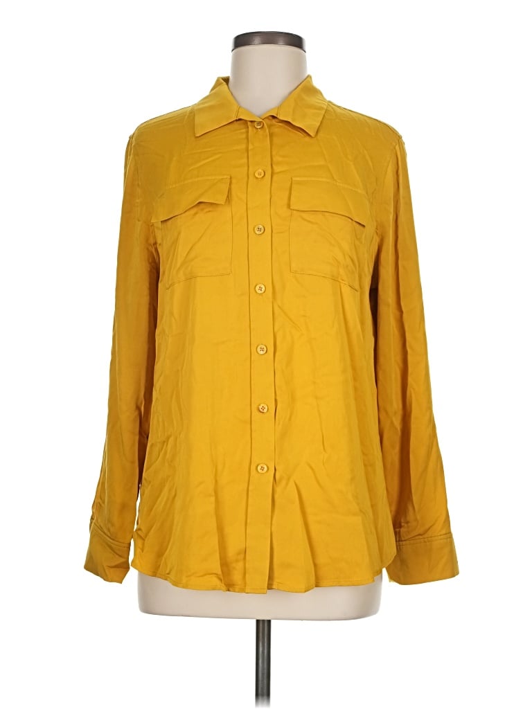 Pre-owned Chico's Long Sleeve Button Down Shirt In Yellow