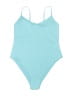 H&M Chevron-herringbone Teal One Piece Swimsuit Size L - photo 1