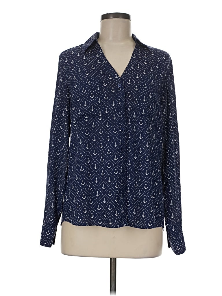 Pre-owned Express Long Sleeve Blouse In Blue