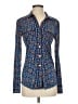 Tory Burch Print Blue Long Sleeve Silk Top Size XS - photo 1