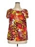 Anne Klein Animal Print Orange Short Sleeve Blouse Size 2X - photo 1