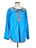 Johnny Was 100% Cotton Blue Long Sleeve Blouse Size S - photo 1