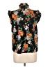 Aqua Floral Black Sleeveless Blouse Size L - photo 2