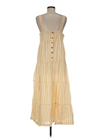 Madewell Striped Button-Back Tiered Midi Dress (view 2)