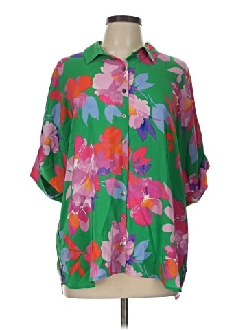 Jade by Johnny Was Short Sleeve Silk Top (view 1)