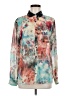 Bellatrix 100% Polyester Print Teal Long Sleeve Blouse Size M - photo 1