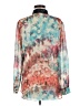 Bellatrix 100% Polyester Print Teal Long Sleeve Blouse Size M - photo 2